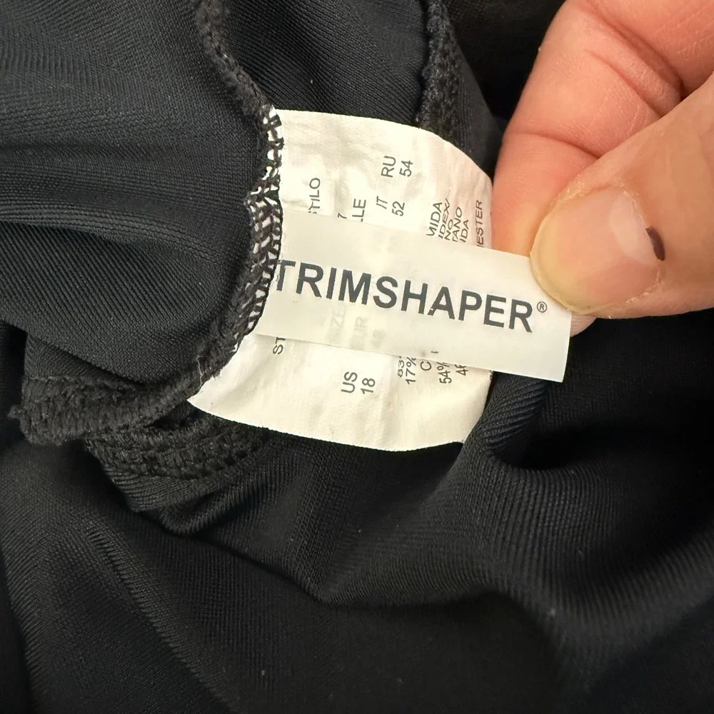 Trimshaper Swimsuit‎ Women 18 Black One Piece Ruched Tummy Control Adjustable